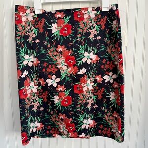 Talbots Red Floral Pencil Skirt Size 14P